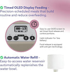 Automatic Dog & Cat Food Feeder with Water Dispenser – Smart Pet Feeder with Portion Control, OLED Display, Anti Jam Design, Battery Operated Dispenser for Small Pets - Taupe