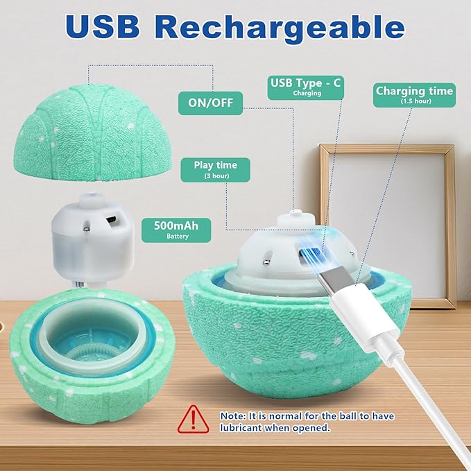 Magicorange Interactive Dog Toys,Automatic Rolling Dog Ball Toys,Dogs Rolling Effect Tennis Balls Herding Balls for Dogs (Lake Blue)