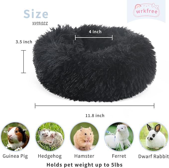 Ferret Bed Cave and Hideouts Burrowing Pet Bed for Guinea Pigs and Other Small Animals 11.8 inch for Cage Black
