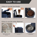 Gardner Pet Automatic Gravity Cat Food Feeder and Water Dispenser Stainless Steel Two-in-One Set Large Capacity Dispenser for Pets Dogs, Puppies, Kittens