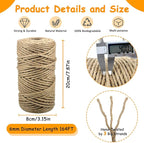 Jute Rope for Cat Scratch Post 1/6" mm Diameter 164 FT Cat Natural Hemp Rope Cat Tower Repair Rope Cat Tree Rope Replacement Recovering and DIY
