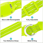 LED Dog Collar - Light Up, Adjustable, Rechargeable, Waterproof, Glow in Dark for Small Pets (S, Green)