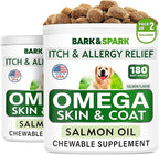 BARK&SPARK Omega 3 for Dogs - 360 Fish Oil Treats for Dog Shedding, Skin Allergy, Itch Relief, Hot Spots Treatment - Joint Health - Skin and Coat Supplement - EPA & DHA Fatty Acids - Salmon Oil