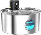 Cat Water Fountain Wireless Cordless: Cat Fountain Battery Operated - Stainless Steel Pet Water Fountain Rechargeable - 108oz/3.2L Automatic Cats Fountains for Drinking with Motion Sensor - Cats & Dog