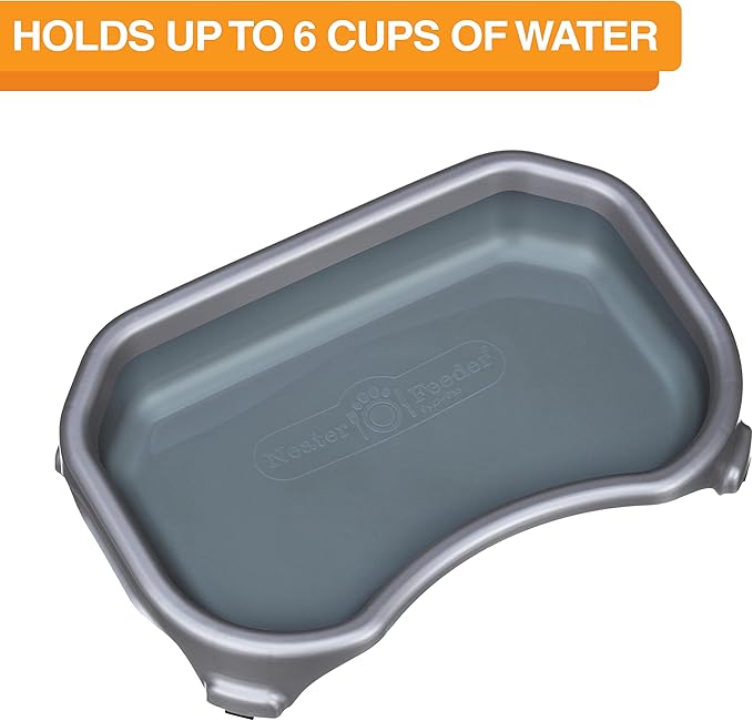 Neater Pet Brands Large Capacity Cat Bowls, Water Bowl for Cats, Reptiles, Chickens, Birds, & Small Animals, Cat Food Bowl (6 Cups), Indoor or Outdoor Water Trough & Feeder, Gunmetal Grey