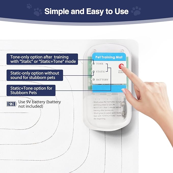 PAPARELA Scat Shock Mat for Dogs and Cats Indoor, Pet Shock Mats for Training Pets, Electric Repellent Mat Keeps Dogs and Cats Off Counter, Couch and Sofa, 3 Training Modes (48"x 20" Two Pieces)