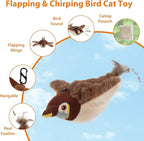 SKIPDAWG PETGEEK Flapping & Chirping Bird Cat Toy for Indoor Cats with Catnip, USB Rechargeable Motion Activated, Interactive Beating Wings Cat Toy, Hanging Flapping Bird for Cats (No Fly)