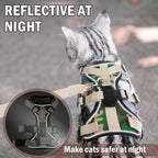 PUPTECK Cat Harness and Leash Set Escape Proof for Walking, Breathable Mash Vest Adjustable Harness for Cats Puppy Small Animals, Reflective at Night, Camouflage Small