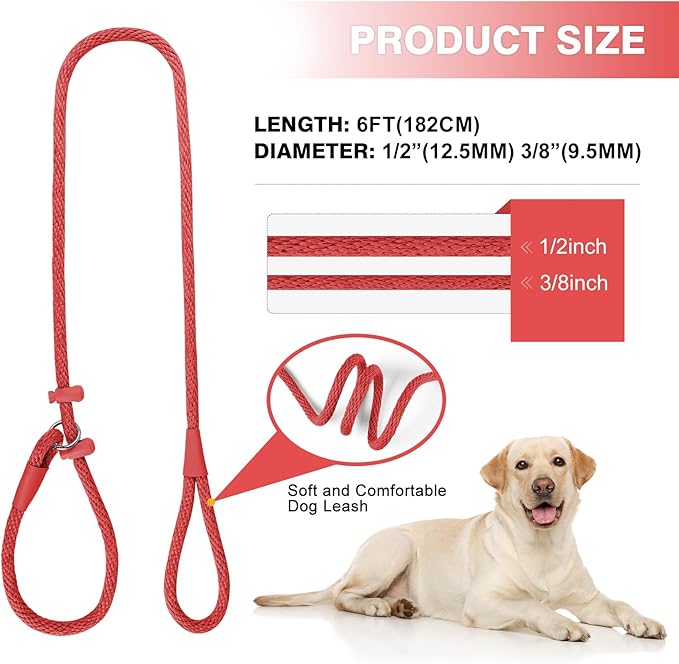 Lynxking Dog Leash Slip Lead Reflective Breathable Rope Comfortable Strong No Pull Slip On Pet Training Lead for Dogs