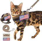 PUPTECK Tactical Cat Harness and Leash Set Escape Proof, Adjustable Reflective Kitten Jacket Easy Control, Pet Vest Harness for Cats Small Dogs Puppies Walking and Travel