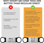 Smart Slide-On QR Code Pet Tag – Silent Dog & Cat ID Tag with Laser Engraving – Stainless Steel & Silicone – No App Needed – Custom Pet Profile – Fits Most Collars (Black, Small)