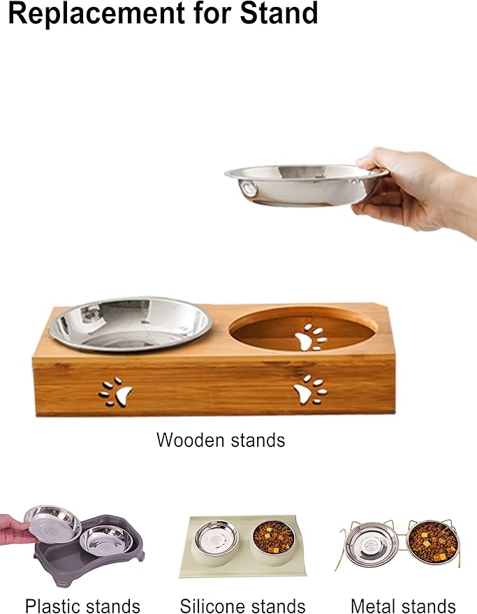 VENTION Small Shallow Cat Food Bowls, Outer Dia. 6.6 in Whisker Fatigue Cat Bowl, Stainless Steel Cat Food Dish for Indoor Cats, Set of 2 Replacement Cat Bowls for Raised Station(15.2 Fl.oz)