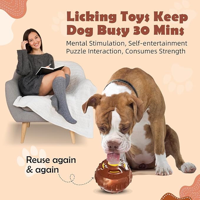 Dog Distraction Toy - Dog Toys to Keep Them Busy to Reduce Anxiety, Medium Chew Toy Ball Treat Dispenser with Freezable Fillable Treats Tray Mold for Aggressive Chewer, 4-IN-1 Mentally Stimulating Toy