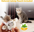 Gigwi Interactive Cat Toys for Indoor Cats, Flapping and Chirping Catnip Toys for Cat Exercise, Automatic Cat Toy with Beating Wings & Real Feather Tail, Rechargeable Cat Kicker Toy Prince