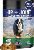 Hip and Joint Supplement for Dogs 200 Hemp Dog Calming Chews with Glucosamine, Chondroitin, Msm, Omega 3, Melatonin for Senior Dogs Anxiety, Dog Pain Relief Anti Inflammatory Small/Medium/Large Breed