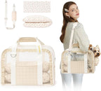 Pet Carrier for Medium Cats, Dog Carrier with Soft-Sided Cat Carriers, Breathable Mesh for Small/Medium Cats Dogs Puppies (Up to 13lbs), Foldable with Safety Buckle for Travel - Beige