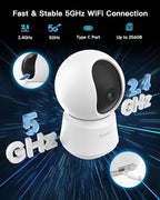 ARENTI 5G 4MP Pet Camera, No Subscription Indoor Security Camera for Dog/Cat/Baby, Free Phone App, Dual-Band WiFi, Auto Tracking, Super Night Vision, 2-Way Talk, 64G Local Storage(P2Q 64G 1PC)
