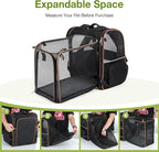 Lekebobor Large Cat Backpack Carrier Expandable Pet Carrier Backpack for Small Dogs Medium Cats Fit Up to 18 Lbs, Dog Backpack Carrier, Foldable Puppy Backpack Carrier for Travel,Quilted Black