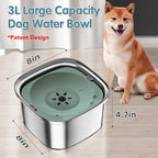 UPSKY 3L Dog Water Bowl 101oz Stainless Steel Dog Bowl No Spill Large Capacity Dog Food Water Bowl Slow Water Feeder, Spill Proof Pet Water Dispenser Vehicle Carried Travel Water Bowl