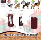 Dog Toys for Aggressive Chewers, Indestructible Dog Chew Toy for Large Dogs, Tough Dog Toys to Keep Them Busy for Small Medium Large Breed, Dog Chew Bone Toy, Bacon Flavor (Red Bone)