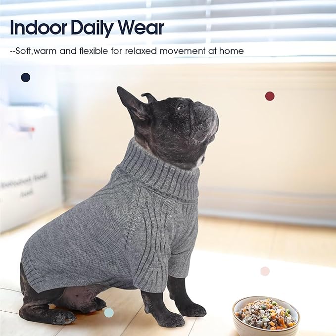 IECOii Great Dane Sweater,5XL Extra Large Sweater for Giant Breed Dogs in Winter,Turtleneck Cold Weather Knit Clothes,Machine Washable,Elastic Pullover for Saint Bernard,Mastiff (Light Grey,XXXXXL)