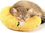 Cat Pillows for Indoor Cats, Soft Fluffy Dog Calming Pillow, Little Dog Pillows, U Shaped Half Donut Cuddler with Cute Embroidery, Washable Neck Protector Pillows for Small Dogs and Cats (yellow)