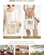 Pet Carrier for Medium Cats, Dog Carrier with Soft-Sided Cat Carriers, Breathable Mesh for Small/Medium Cats Dogs Puppies (Up to 13lbs), Foldable with Safety Buckle for Travel - Beige