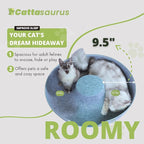 Cattasaurus Peekaboo Cat Cave, Extra Spacious for Multiple & Large Cats 12+ lbs, Scratch Detachable Beds for Indoor Cats, Washable Tunnel Bed, Comfy Cat Donut Tunnel (Light Gray+Light Gray, Jumbo)