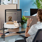 Cat Bed for Desk Elevated Cat House Over Desk Keeps Kitten Cat Close and Workspace Clear Cat Box with Pet Cushions (45° Rotating Rod)