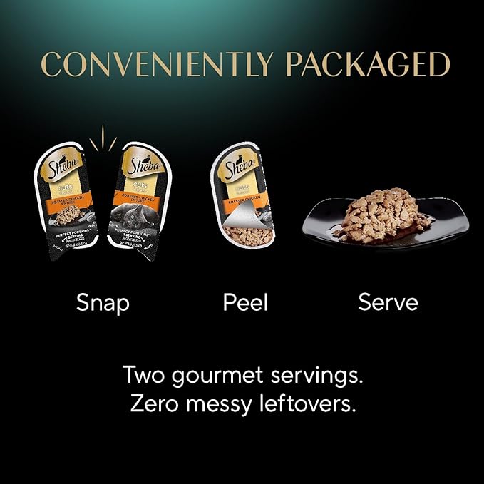 Sheba Perfect Portions Wet Cat Food Cuts in Gravy, with Sustainable Tuna, Roasted Chicken Entree, 2.6 oz. Twin-Pack Trays (6 Count, 12 Servings) (Pack of 2)