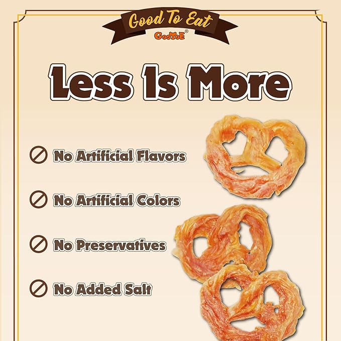 Gootoe Turkey Tendon Dog Treats, Pretzel (M) 3.17 oz, USA-Sourced Turkey Tendon, Natural Snack, Premium Puppy Chews, Hypoallergenic, Reseal Value Bags, Size for Medium Dogs