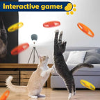 18 PCS Cat Fetch Toy with Colorful Flying Propellers Set, Cat Playing Tracking Interactive Toys for Kitten Chasing Training Hunting