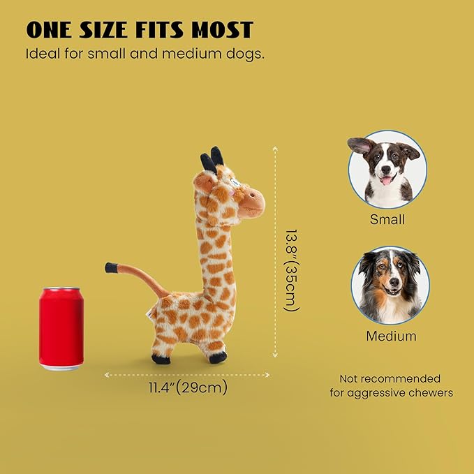 Nocciola Twistable Giraffe Pup Dog Toy, Interactive Stuffed Plush Crinkle Puppy Supplies for Small Medium Breeds to Keep Them Busy