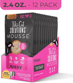 Tiki Cat Solutions Fussy Mousse, Duck Liver & Egg, Specially Formulated to Support Healthy Digestion, Functional Wet Cat for Adult Cats, 2.4 oz. Pouch (12 Count)