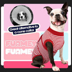 FUAMEY Dog Recovery Suit Male,Dogs Surgery Neuter Suits Puppy Spay Shirts for Female Protect Dog's Skin Anti Licking Abdominal Wounds Doggie Onesie Pet Bodysuit Alternative to Cone Red Stripes XXL