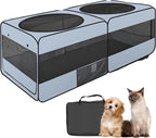 2-in-1 Dog Playpen, 46.5'' Pop Up Cat Puppy Pet Playpens Indoor/Outdoor Cats Enclosed, Cat Dog Tent Crate Cage Kennel, Portable Playpen for Kitten, Small Animals Play Pen(No Divider, Unified Space)