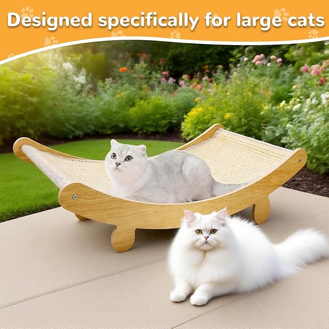 Multi-Functional Wooden Cat Scratcher Bed for Small Pets & Cats, Durable Sisal Post with Cozy Napping Lounge, Indoor Furniture Protector