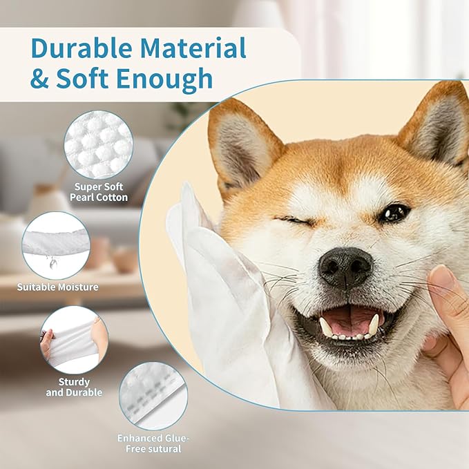 30Pcs Hypoallergenic Pet Grooming Wipes for Dogs & Cats - Coconut Oil Cleaning & Deodorizing Bathing Wipes with Hydrating Formula for All Body Parts,Dog Cleaning Wipes Remove Odor (5 Pack)