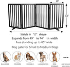 ZJSF Freestanding Indoor Dog Gate for House Foldable Wood Puppy Gate for Doorways Pet Gate for Stairs Extra Wide Pet Fence, Black, 32" Height 4 Panels