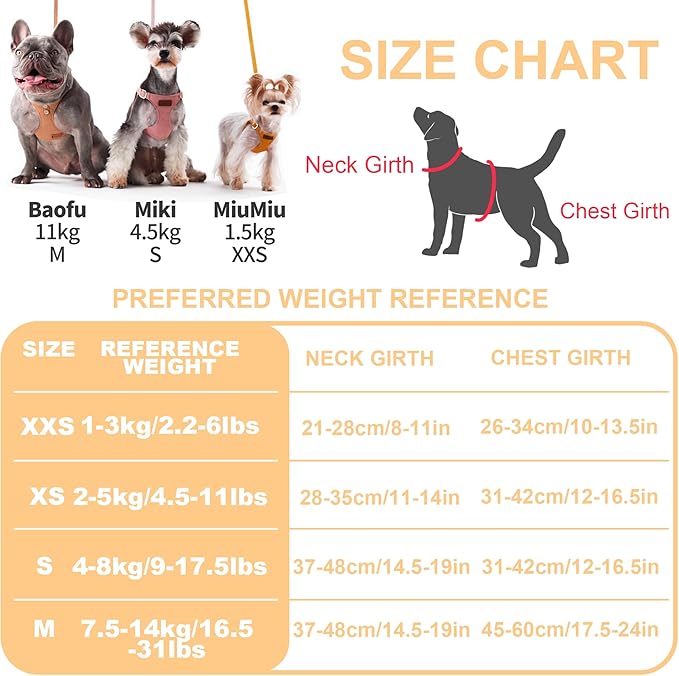 Puppytie No Pull Dog Harness with Multifunction Dog Leash,Soft Adjustable No Choke Escape Proof Pet Harness Vest for Medium Dogs,Suede Bow Yellow,M