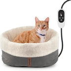 Heated Cat Bed with Auto Shut Off Timer, 17.7" x 13.7" Adjustable Temperature Indoor Pet Heating Cushion Bed for Kittens, Cats, Puppies and Small Dogs, Gray
