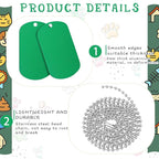 Yinkin 200 Pcs Personalized Military Dog Tags Set Including 100 Pcs Aluminum Blank Dog Tags for Engraving 100 Ball Steel Chain Rectangle Metal Blank Stamping Label for DIY Craft(Green)