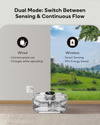 Cat Water Fountain Cordless, 108oz/3.2L Cengcen Wireless Pet Water Fountains Battery Operated 5000mAh, Chew-Proof Charging Cable with Adapter, Stainless Steel Transparent, Premium Edition