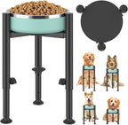 Adjustable Dog Bowls Elevated Stand, 4 Heights, Wide 6-10", Oppro Metal Raised Tall Single Dog Food Bowl Stands Holder, Upgrade Lifted Water Feeder with Tray for Medium Large Small Breed, Black