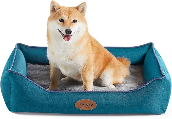 Orthopedic Dog Beds for Medium Large Dogs, Durable Egg Crate Foam Sofa Dog Bed wit Washable Removable Cover,Waterproof Lining and Nonskid Bottom,Pet Bed for Large Dogs (Peacock Blue, Medium)