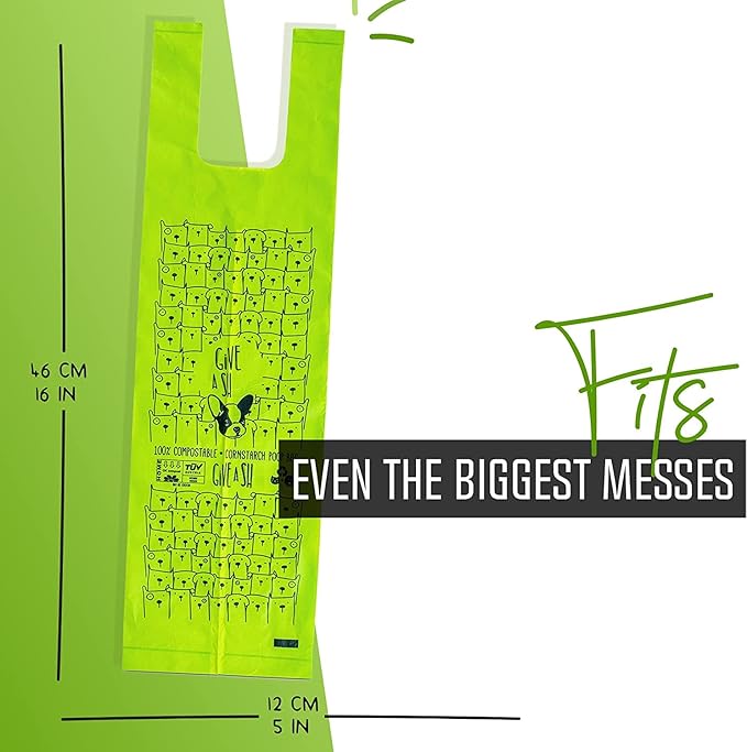 100% Certified Home Compostable Dog Poop Bags with Handles - 10% to Charity - ASTM D6400 & EN 13432 Compliant - 120 x Plant Based Compostable Poop Bags (10 Rolls)