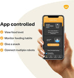 Feeder-Robot by Whisker, White with Smoke-Grey Hopper; Smart, Automatic Pet Feeder, Feed Your Cat or Dog from Anywhere, Designed & Assembled in USA