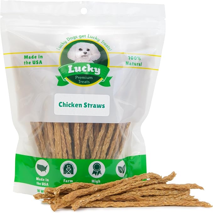 Chicken Jerky Straws Dog Treats – Chicken Sticks for Dogs Made and Sourced in The USA – Natural Single Ingredient Dehydrated Crunchy Treats for All Breeds – 28oz Bag