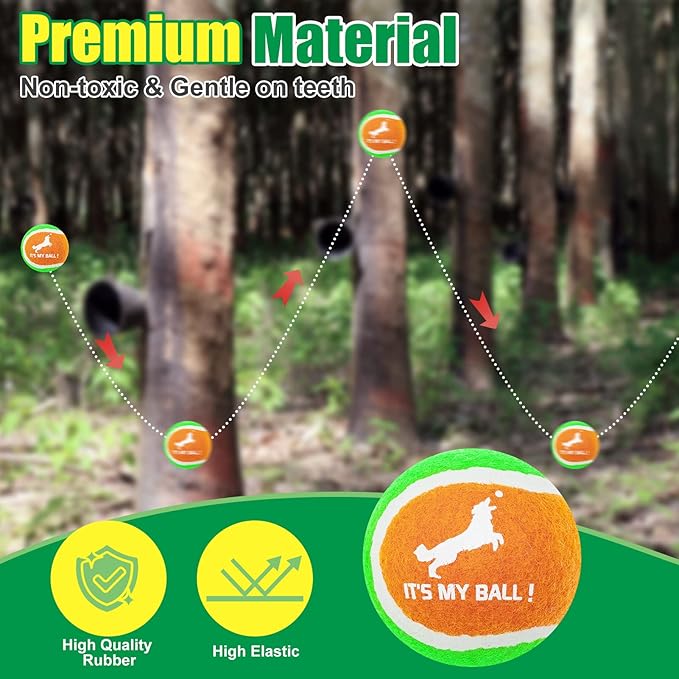 EXPAWLORER Squeaky Tennis Balls for Dogs-12 Pack High Elastic Dog Balls for Aggressive Chewers,Interactive Dog Chew Toys for Training, Fetching, Chewing, Playing for Dogs Christmas Toys