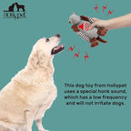 Hollypet Plush Dog Squeaky Toy Stuffed Armadillo Animal Pet Puppy Chew Toys with Clean Teeth for Small Medium Large All Breed Sizes Dogs, White and Light Grey,8 in